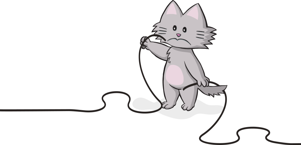 Cat holding broken wires
